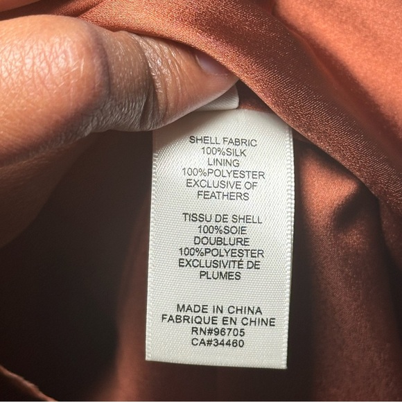 Rebecca Taylor Copper Silk Ostrich Feather Slip Dress Size 8 - Picture 13 of 17